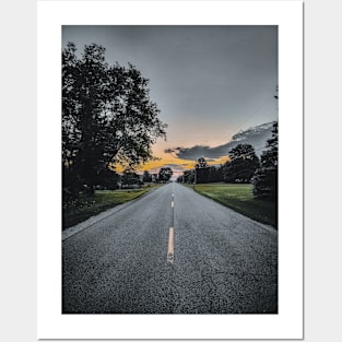 Sunrise on a Road Somewhere V2 Posters and Art